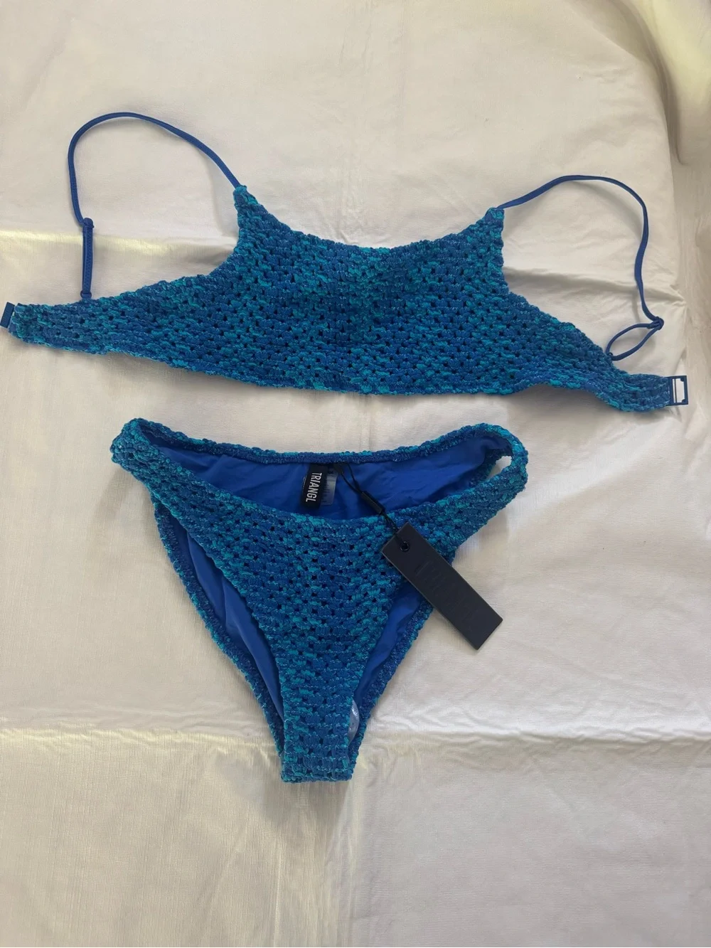 triangl swimwear Blue Crochet Bikini Bottom